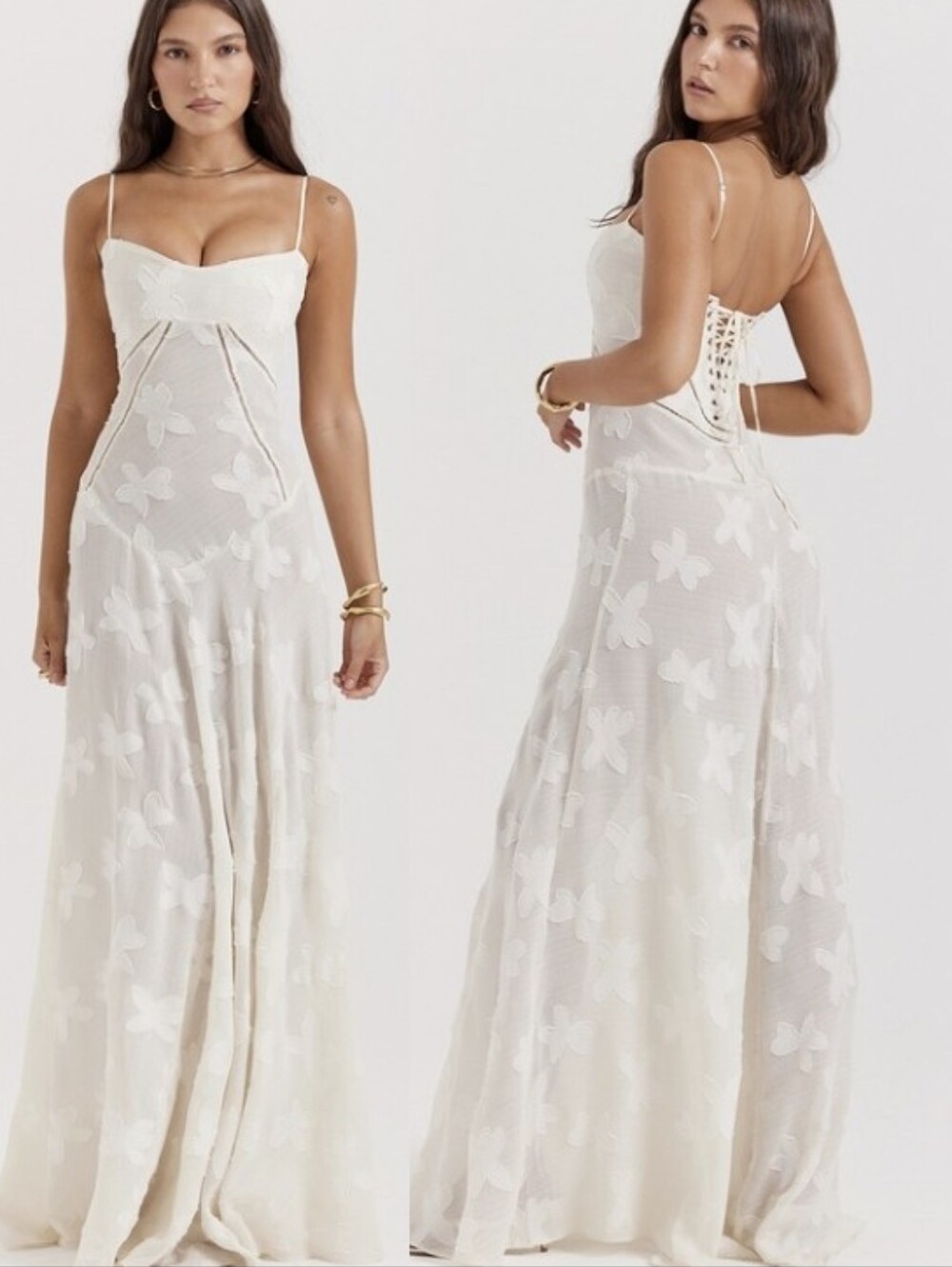 House of CB Ivory White Floral Maxi Dress